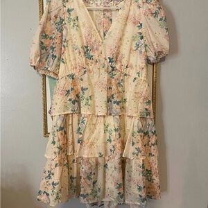 Floral Tiered Dress with Puff Sleeves